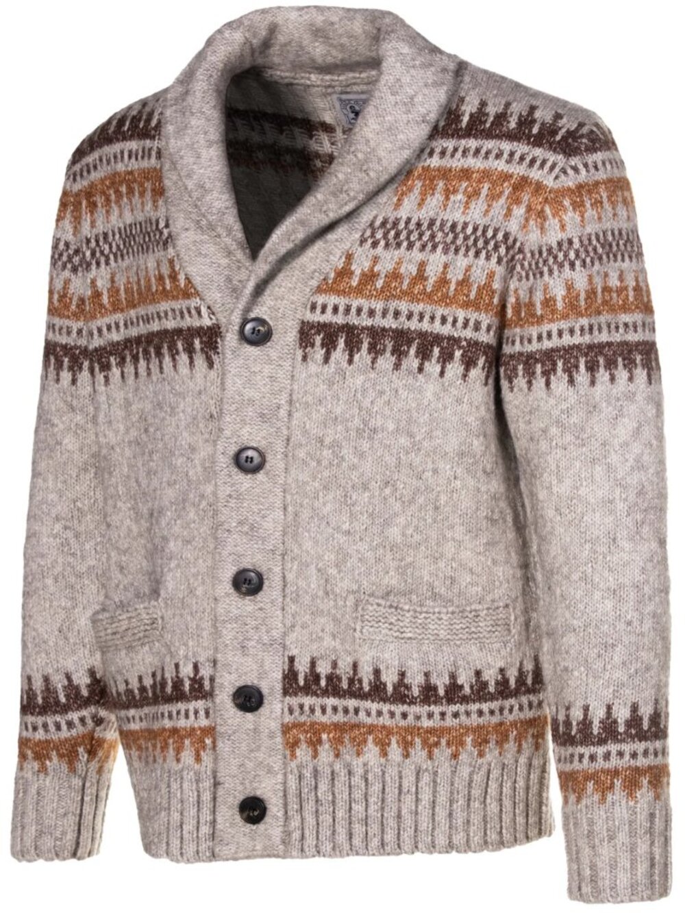 Schott NYC Yak Blend Motif Shawl Collar Cardigan Limestone Men's Large - Picture 2 of 6
